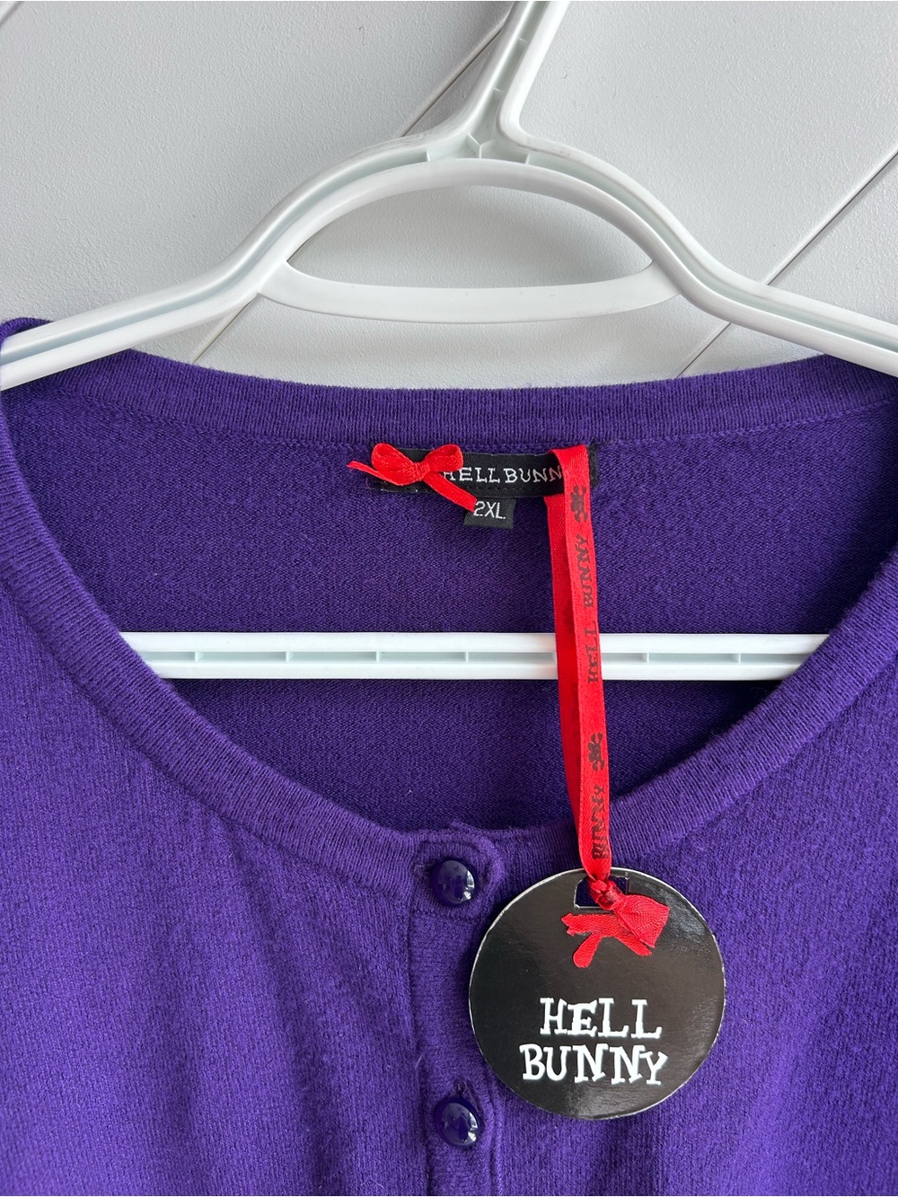 Women’s Hell Bunny Paloma Purple Cardigan size 2XL- fits small like ladies large - Picture 3 of 10